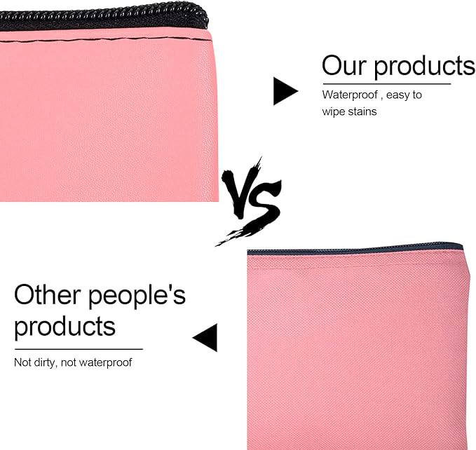 4Pack Money Bag 11 X 6" - Safe Durable Waterproof PU Leather Bank Pouch With Zipper for Cash, Coins, Checks, Makeup, Bills, Receipts, Tool Storage (Pink)