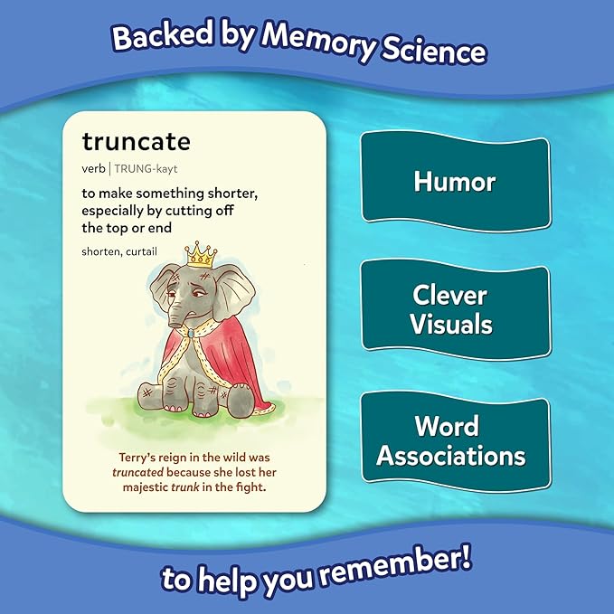 Skillmatics Vocabulary Flash Cards for Kids - Learn 100 Words with Wordplay, Visuals & Soundplay, Christmas Stocking Stuffers, Educational Gifts for Ages 10, 11, 12, & Up, Screen-Free Language Game