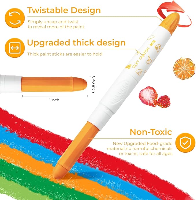 M&G 36 Colors Upgraded Food-grade Paint Sticks, Tempera paint sticks set, Washable paint, Non- Toxic, No Mess Quick Drying Art Supplies for Toddlers and Kids