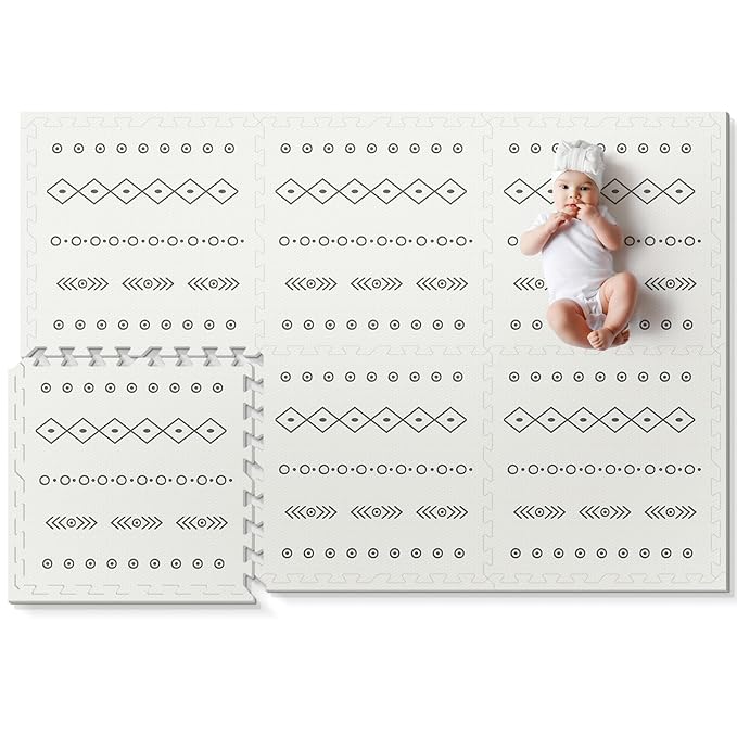 Baby Foam Play Mat, PIGLOG 72x48 Baby Crawling Mat, Floor Mats for Kids for Infants with Interlocking Floor Tiles, Toddler Playmats for Indoor and Outdoor, Easy to Clean Playroom Mats, Bohemia