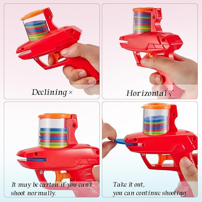 Sumind 2 Pcs Foam Disc Shooter Zip Shot Shooter Disc Launcher (Red,Blue)