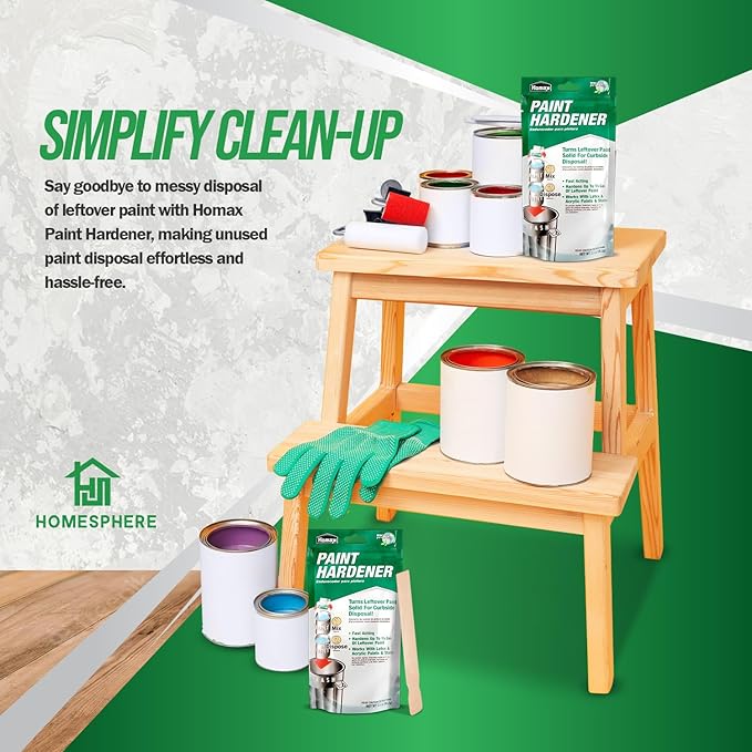 Homax Waste Away Paint Hardener, 12 Packs, 3.5oz - Fast Acting Solidifier for Disposal - Drying Powder for Acrylic & Latex With 25 Pcs. of 14 Inch Wooden Stir Sticks
