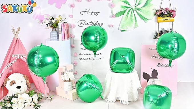 Green Foil Balloons, 6 Pcs Large Green Metallic Round Balloons, 22 Inch Big Round Foil Balloon for Graduation Birthday Party Baby Shower Wedding Decorations