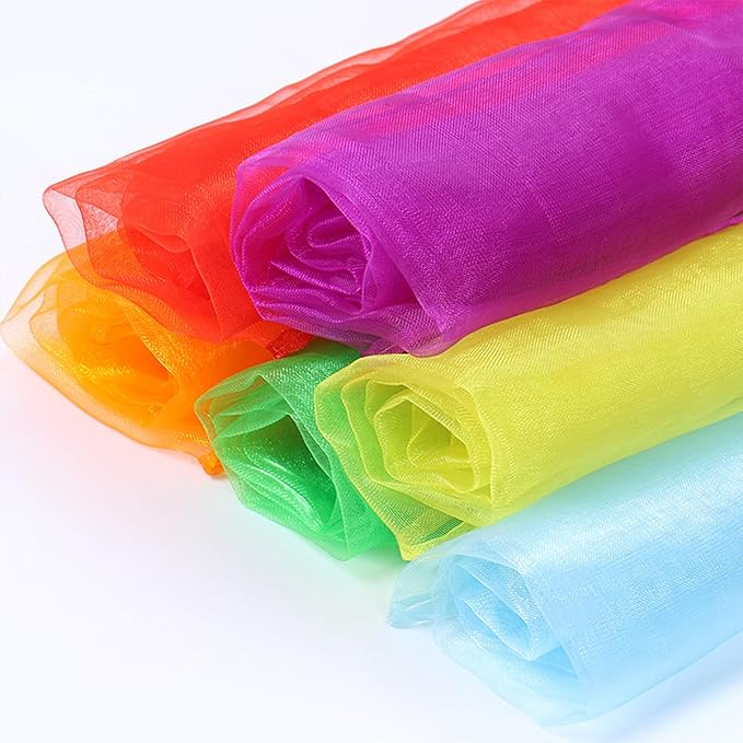 BoAn 12 PCS Dance Juggling Scarves, Silk Square Music Magic Movement Scarves, Children Movement Music Scarf, Colorful Scarves for Kids Play- 12 Colors, 24 by 24 Inches