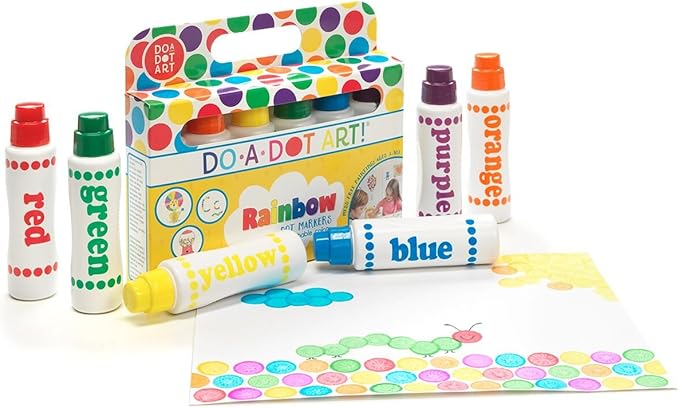 Do A Dot Art! Markers 6-Pack Rainbow Washable Paint Markers, The Original Dot Marker, Activity Craft Coloring Supplies for Kids and Toddlers, Made in the USA