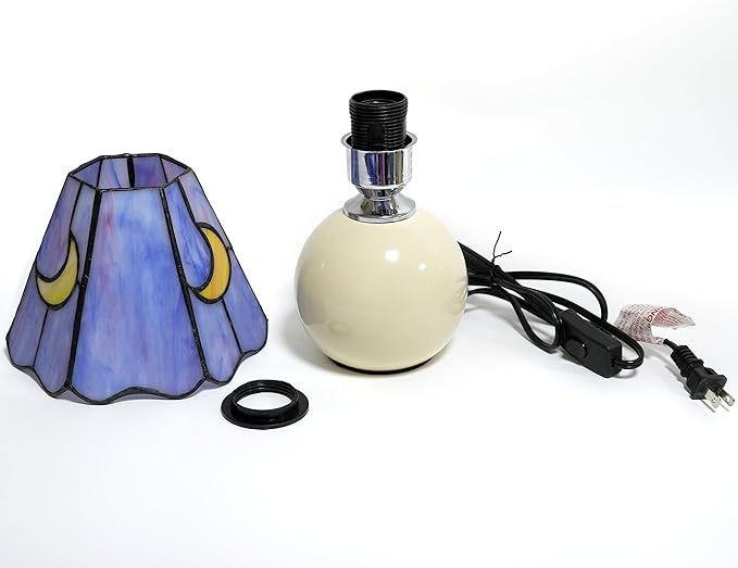 Mushroom Lamp Tiffany Stained Glass Moon lamp Cute Small Bedside Table Lamps for Living Room Home Decor,Girls Women Birthday Christmas Thanksgiving Day Gift,Pink Blue