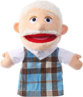 1 Pcs Family Hand Puppets 12 Inch Grandparents, Mom & Dad, Brother & Sister Plush Hand Puppet Toys Role-Play Toy Puppets for Kids Storytelling Imaginative Pretend Play Teaching Preschool(Grandfather)