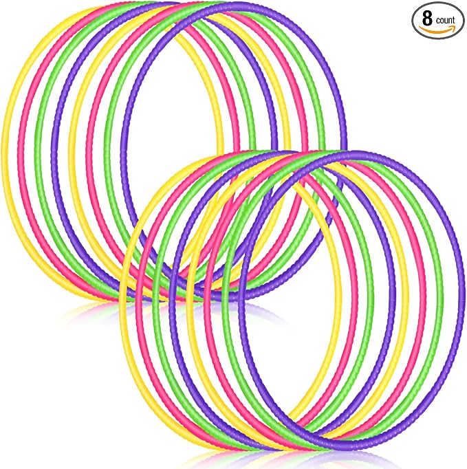 Sratte 8 Pcs Color Hoop Detachable Adjustable Hoop Exercise Ring Plastic Toys for Teens Games Gymnastics Dog Agility Equipment Party Decor, 4 Colors