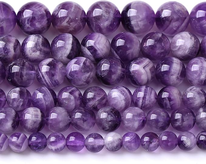 90PCS 8MM Purple Amethyst Dream Lace Beads Natural Quartz Crystal Stone Loose Beads for Jewelry Making DIY Bracelet Grade A+