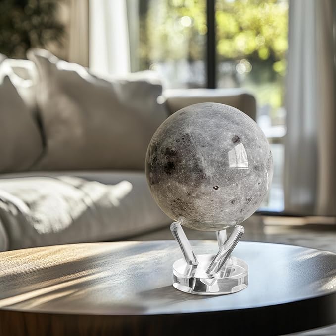 MOVA Moon Globe 4.5” | Rotating Lunar Globe Powered by Light | No Batteries Needed | Unique Desk Decor or Gift