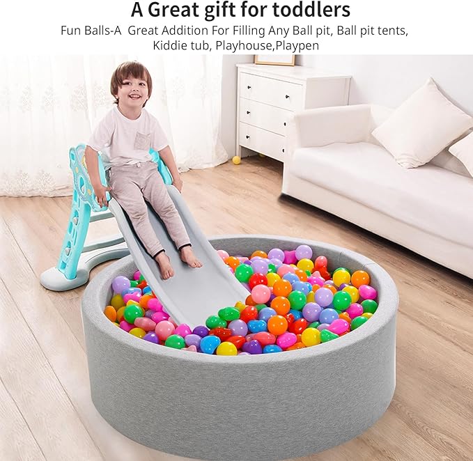 Ball Pit Balls Pack of 100 200 500 - Star and Round Set BPA Free Phthalate Free Non-Toxic Crush Proof Play Balls Soft Plastic Balls for Toddlers Baby Kids Birthday Pool Tent Party