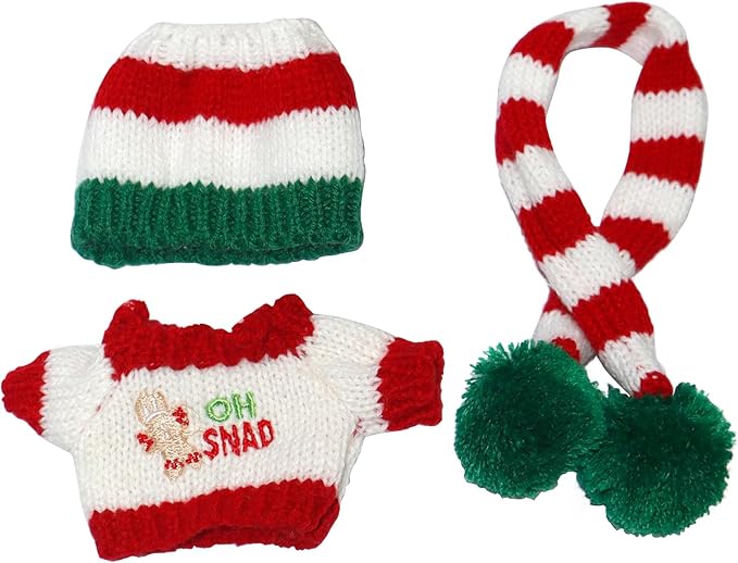 17cm Doll Clothes Christmas Accessories Outfit for 17cm Dolls (NO Doll)(Sweater+Christmas Hat/Scarf)