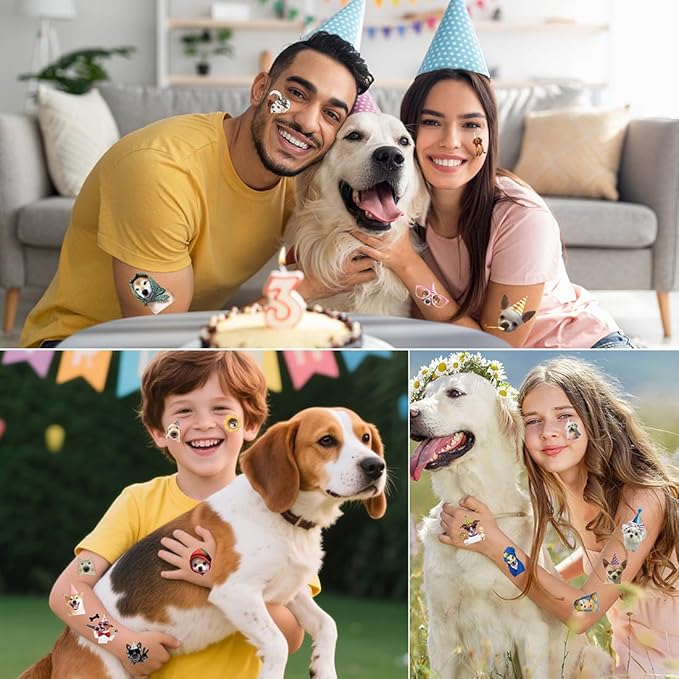 216PCS Dog Meme Temporary Tattoos, Pre-Cut Funny Dogs Party Tattoo Stickers Birthday Decorations Supplies Party Favors, School Rewards Gifts Idea for Boys Girls