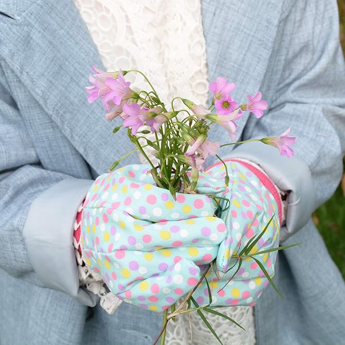HANDLANDY 2 Pairs Kids Gardening Gloves, Girls Boys Children Garden Work Play Gloves (Pink Butterfly & Dot, Small)
