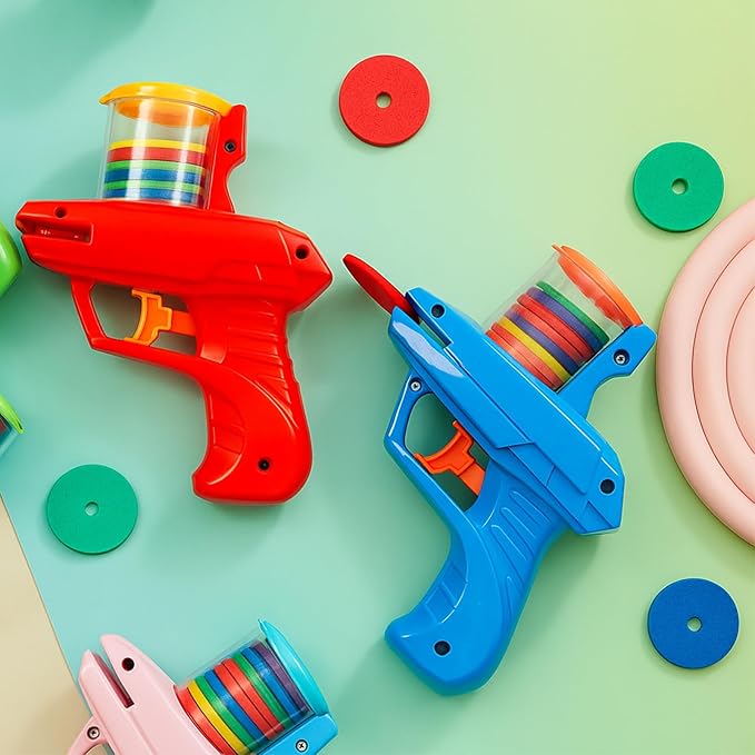 Sumind 2 Pcs Foam Disc Shooter Zip Shot Shooter Disc Launcher (Red,Blue)