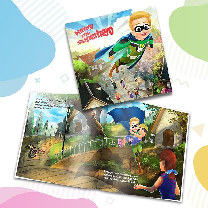 Dinkleboo Personalized Story The Superhero - for Kids Aged 0 to 8 Years Old - Every child can be a superhero in this super cute rhyming story! - Soft Cover (8"x 8")