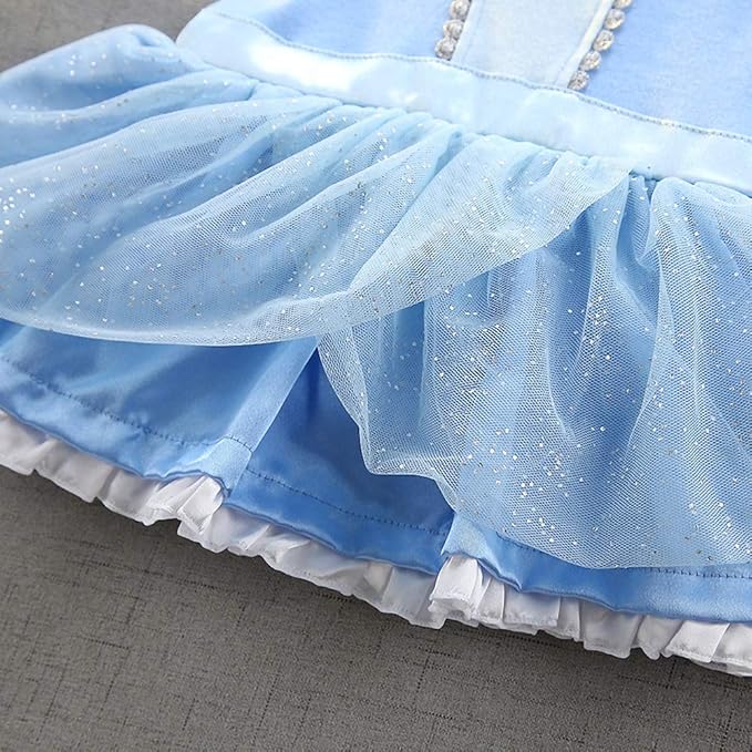 Dressy Daisy Princess Onesie Romper Fancy Dress Costume Halloween Birthday Bodysuit Outfit with Headband for Infant Baby Girl