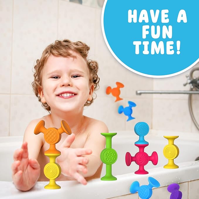 Textured Suction Bath Toys for Toddlers: 30 Pcs Silicone Baby and Toddler Sensory Fine Motor Toys - Great for Autism/ADD/ADHD - Christmas Stocking Stuffers Indoor Outdoor Travel