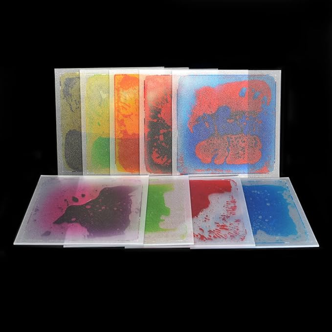 Art3d Liquid Fusion Activity Play Mat for Kids, Pack of 9 Tiles 12" X 12", Transparent Substrate