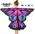 Butterfly Costume for Girls Fairy Wings Kids 4 Pcs(Cape,Skirts,Masks,Hair Clips) Butterfly Wings for Halloween Gifts