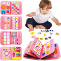 Montessori Busy Board - Busy Book for Toddler 3 4 Educational Toys for Boys Girls, Sensory Activity Board, Fine Motor Skills Learning Gift (Pink)