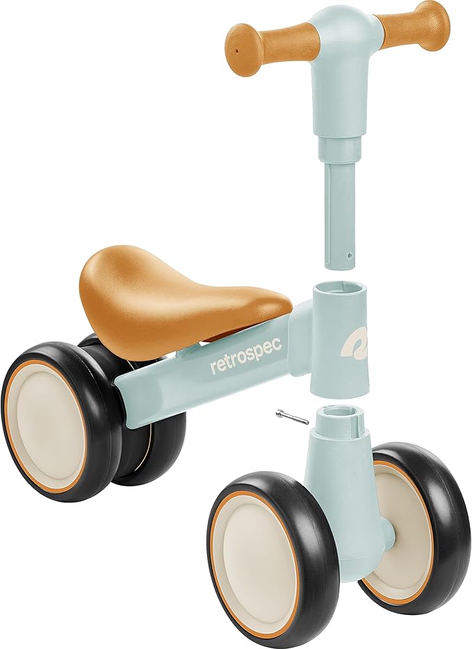 Retrospec Cricket 2 Baby Walker Balance Bike with 4 Wheels - Safe Learning Toy for Ages 12-24 Months - Scratch-Resistant Indoor Outdoor Toddler Riding Toy with Steering Limit & Soft Grips