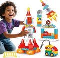 Building Blocks for Toddlers 1-3-5, 131 Pcs Space Rocket STEM DIY Big Classic Building Bricks Toys Set for Kids Ages 2-4-5-8, Compatible With All Major Brands, Spaceship Gift Toy for 3-5 Boys Girls