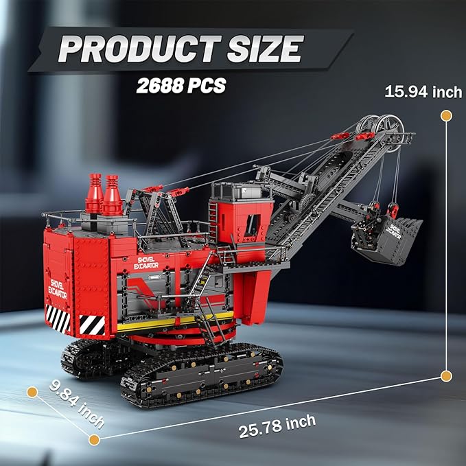 Reobrix RC Excavator Building Blocks Set 22014, Power Shovel Vehicle Model Kit, APP & Remote Control Construction Toy Gifts for Adult Boys Girls Kids 14+ (2688PCS)