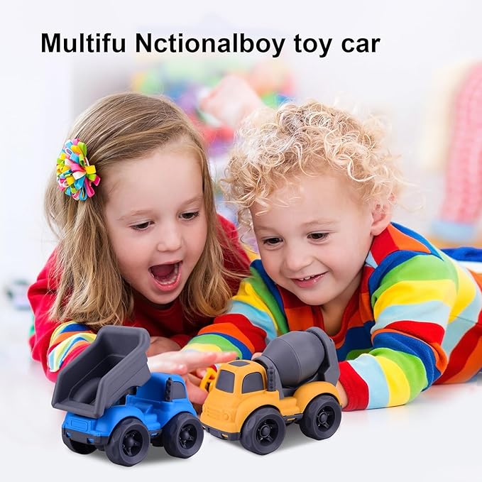 Dump Truck Toys for 3 Year Old Boys, BPA Free, Phthalates Free, PVC, Dump Truck, Mixer Cement, Easter Christmas Birthday Gifts for 2 3 4 Year Boy Girl. Dishwasher Safe,Recycled Plastic (Blue)