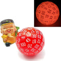Bescon Glowing Polyhedral 100 Sides Dice Cerise Red, Luminous D100 Dice, 100 Sided Cube, Glow in Dark D100 Game Dice