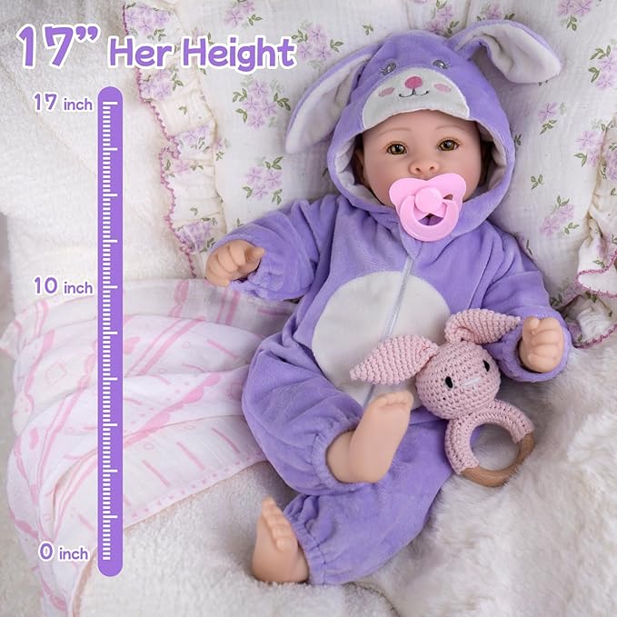 Real Life Baby Dolls - 17" Lifelike Baby Dolls, Soft Baby Doll with Open Eyes, Gifts for 3+ Years
