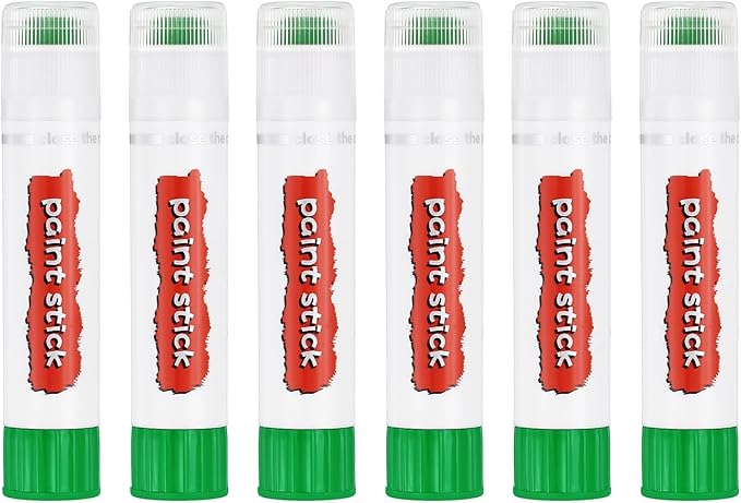 PATIKIL Tempera Paint Sticks, 6 Pcs Solid Tempera Paints Sticks Washable Bulk Markers Pen Quick Drying for Artists Beginners Art Supplies, Green