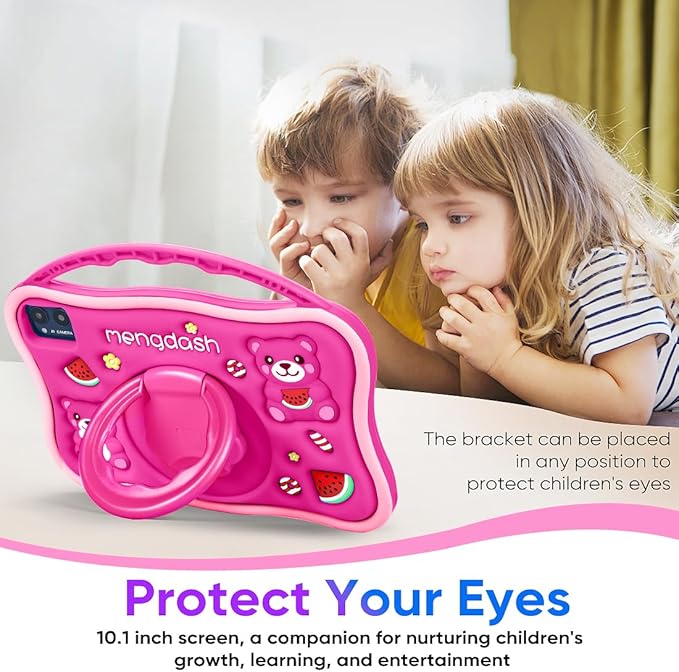 Kids Tablet, 10.1 inch Tablet for Kids 3-10, Educational Learning Toddler Tablet Android 14, 8GB RAM+64GB ROM Storage, 5G WiFi, Baby Girl boy Gift (Red)