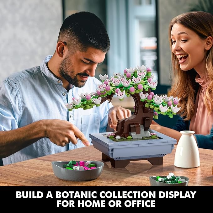 HOGOKIDS Cherry Blossom Flowers Building Set - 584PCS 4 Seasons Bonsai Tree Building Block Toy, Botanical Collection DIY Plant Home Office Decor for Adults, Flora Birthday Gift for Kids Girls Boys 6+