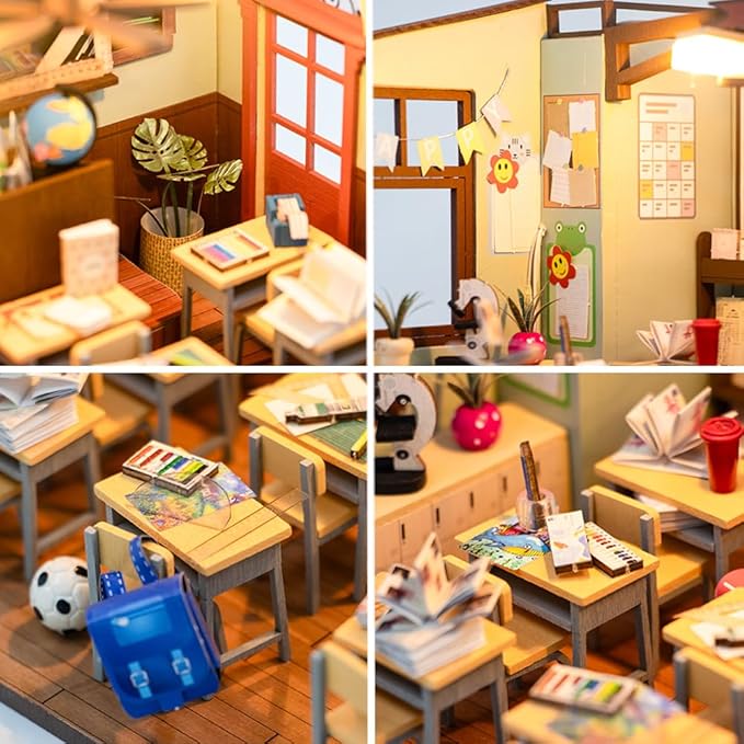 DIY Dollhouse Miniature Kit with Dust Cover and Music,DIY Miniature Wooden Dollhouse Kit,1:24 Scale Mini House Building Kit for Adults Teens Birthday Gifts