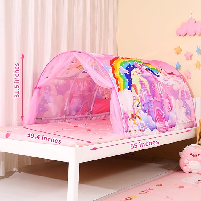 Bed Tent for Kids Lucky Castle Bed Tent Foldable Play House for Children Play Tents for Girls Boys Sleeping Canopy Playhouse