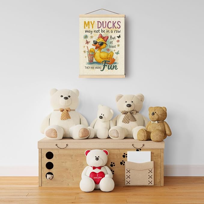 Boat Wades Funny Duck Mental Health Wall Art Poster Hanger Frame, Duck Nursery Decor, Positive Affirmations Hanging Wall Decor for Home Therapy Office Kids Bedroom Playroom, 12x16 Inch