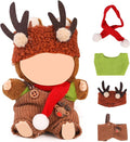 Doll Clothes for Labubu(NO Doll), for 17/15cm Plush Dolls, Clothing Suit Toy Figurine Outfit Set Dress Up with Kawaii Style Accessories, Skirt or Overall and Cute Hat or Headwear (SD4)