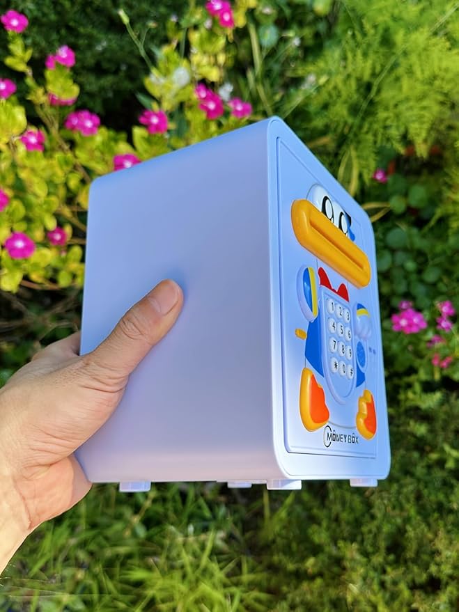 Piggy Bank for Kids - Electronic Money Saving Box w/Code Fingerprint - ATM Safe Toy - Coin Money Bank Boy Toys for Age 3, 4, 5, 6, 7, 8, 9,10 Year Old - Birthday Gift Ideas for Boys (Blue Duck)