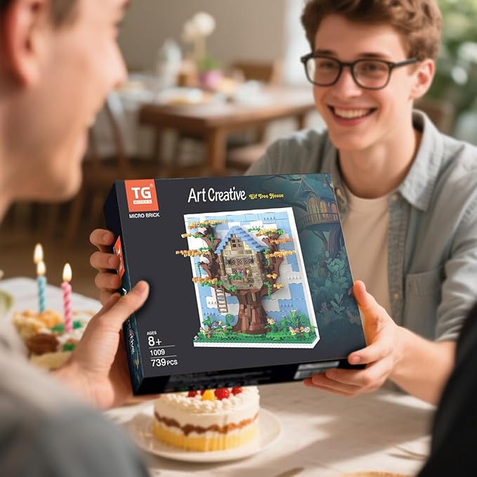 Micro Brick Eif Tree House Building Set, 3D Wall Art Home Office Decoration or Table Display, Creative Building Craft Set, Ideas Gift Building Toy for Adults,Teens Ages 8+ Kids