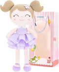 Gloveleya Princess Tutu Doll – 14 Inch Soft Plush Baby Doll for Girls with Purple Dress & Gift Bag, First Baby Doll for Toddler Girls, Birthday Present, Baby Shower & Holiday Keepsake