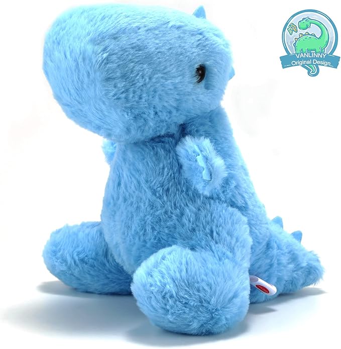 Blue Dinosaur Stuffed Animals for Boys, 9" Soft Stuffed Dinosaur Plush for Baby Shower, Cute T-rex Toy for Toddlers, Girls, Preschool, Party Decoration, Birthday Xmas Gifts for Grandkids