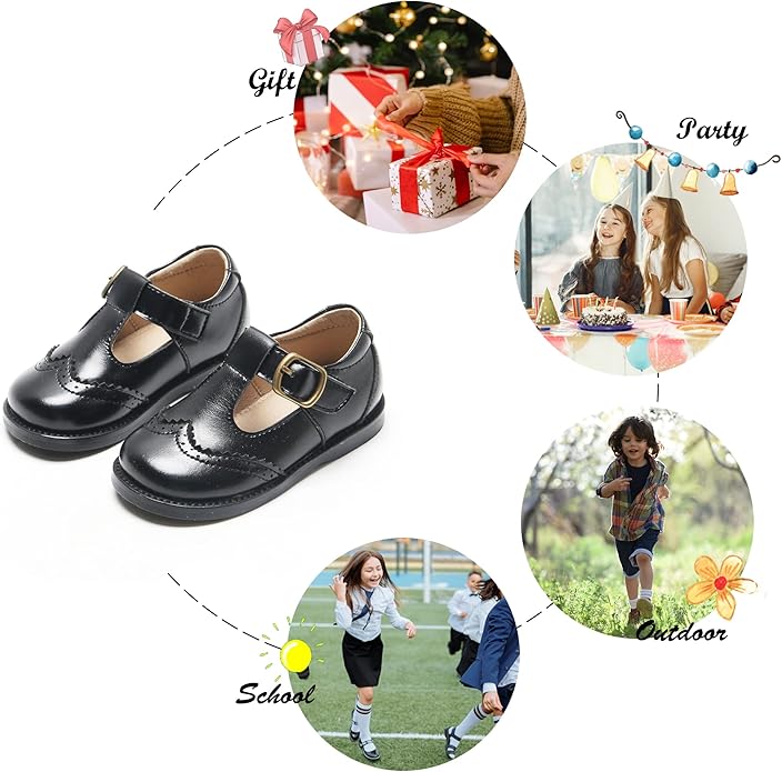 Felix & Flora Toddler Little Girl Mary Jane Dress Shoes - Ballet Flats for Girl Party School Shoes