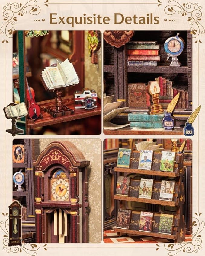 CUTEBEE Book Nook Kit, DIY Miniature House Kits for Adult and Teens, Dollhouse Mini Booknook House Bookshelf Decor, DIY Craft Gifts for Family and Friends（Owl Bookstore）