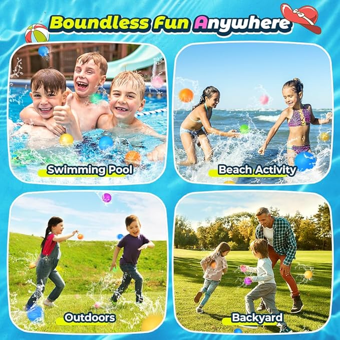 18Pcs Reusable Water Balloons for Kids, Pool Beach Water Toys for Boys and Girls, Outdoor Summer Toys for Kids Ages 3-12