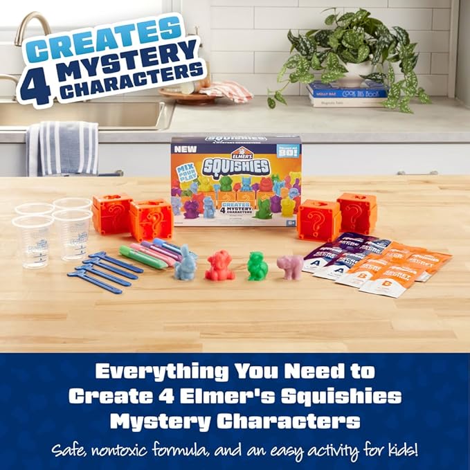 Elmer's Squishies Kids Activity Kit | Create Mystery Characters | Ages 6 and Up | For Stress Relief | 24 Pieces, Pack of 4