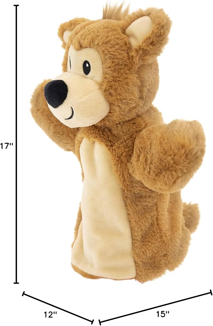 Plushible Pawley Teddy Bear Hand Puppet – Stuffed Animal Puppets for Kids, Babies & Toddlers, Soft Plush Toy with Embroidered Details, Ideal for Birthdays & Special Occasions