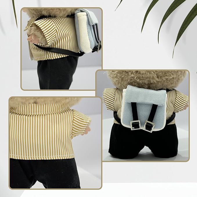 17cm Doll Clothes, Outfits Set for 17cm Doll, 3 Piece Set Backpack Clothing, Casual Adorable Dolls Clothes Accessories (No Doll)