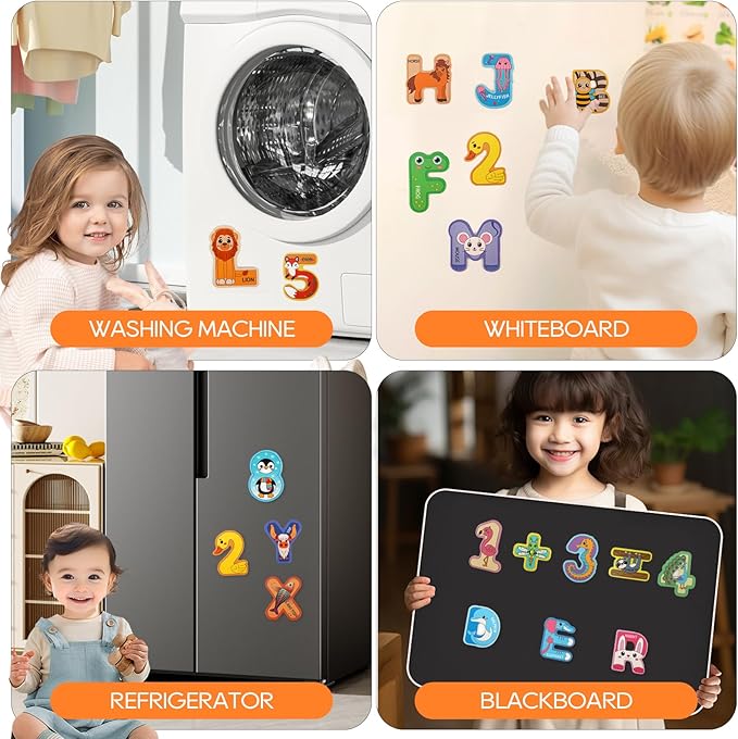 Wooden Magnetic Letters and Numbers for Kids - Fridge Alphabet Magnets ABC for Classroom Gift 39 Pieces Magnets Include 26 Colorful Alphabet Letters 10 Numbers 3 Symbols Preschool 3 4 5 Years Old