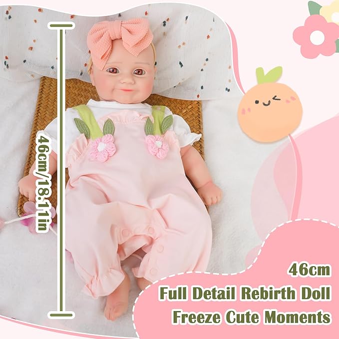 Special Edition, Girl 20 in, Full Silicone Baby Doll, Realistic Baby Dolls, Realistic Veins & Pose, Not Vinyl, Reborn Baby Dolls Silicone Full Body, Gift Set